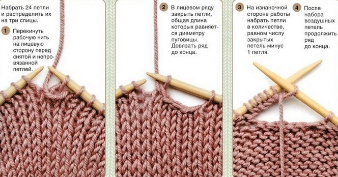 петли для пуговиц спицами